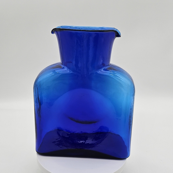 Vintage Blenko 384 Cobalt Blue Double Spout Water Bottle-Small Bubbles See Pics - Picture 5 of 9